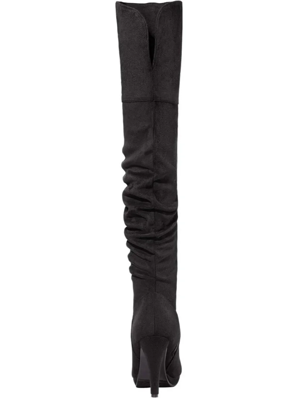 Women's Black 1 High Heel Round Toe Faux Suede Over The Knee Thigh High Boots